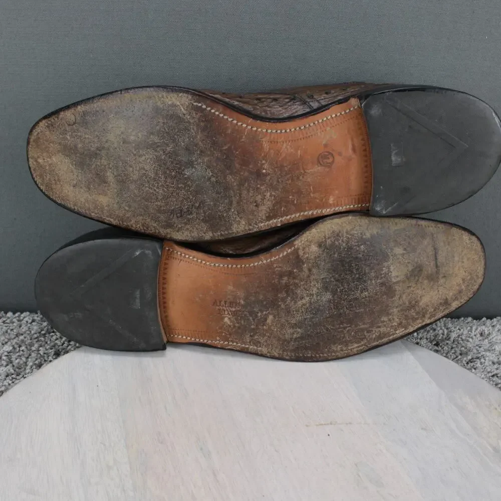 Allen Edmonds Nassau Sharkskin Mens 14 AAA Brown Leather Oxford Dress - Picture 7 of 10